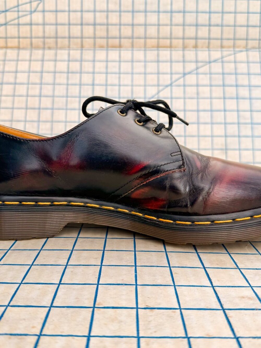 VTG Doc Marten 90s Oxblood Leather Shoe Low Top Oxford Made In England Mens 11 - Picture 11 of 16